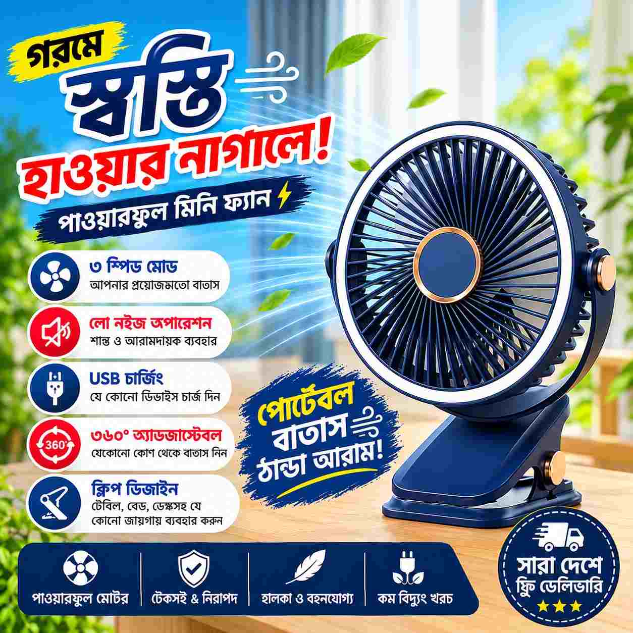 Rechargeable Fan With Light