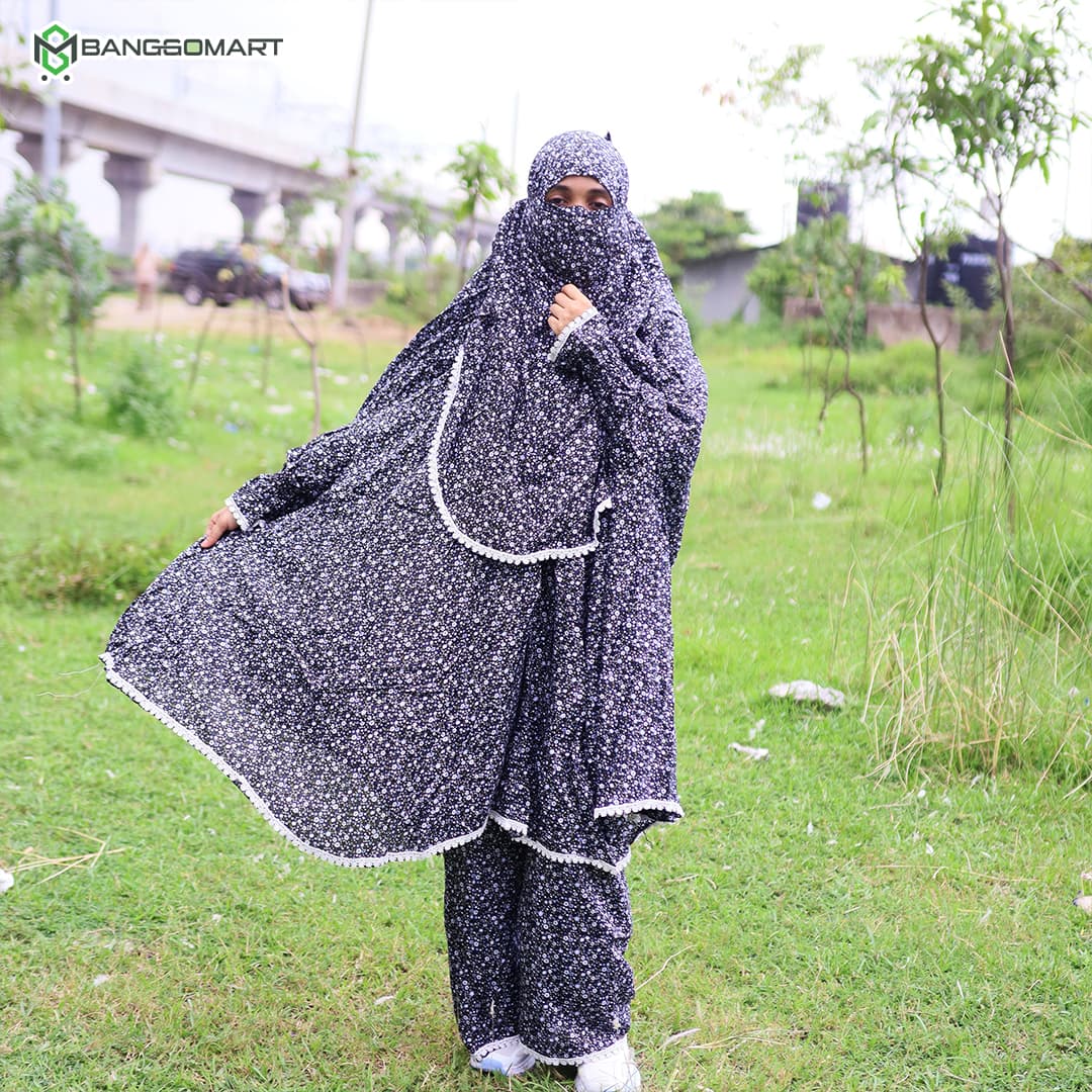 লিলিয়ান সুতি কাপড়ের প্লাজু ও লং খিমার সেট (KC-09)