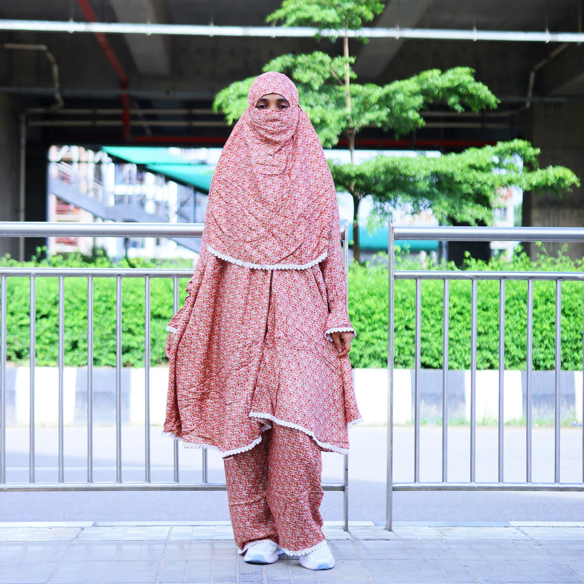 লিলিয়ান সুতি কাপড়ের প্লাজু ও লং খিমার সেট (KC-05)