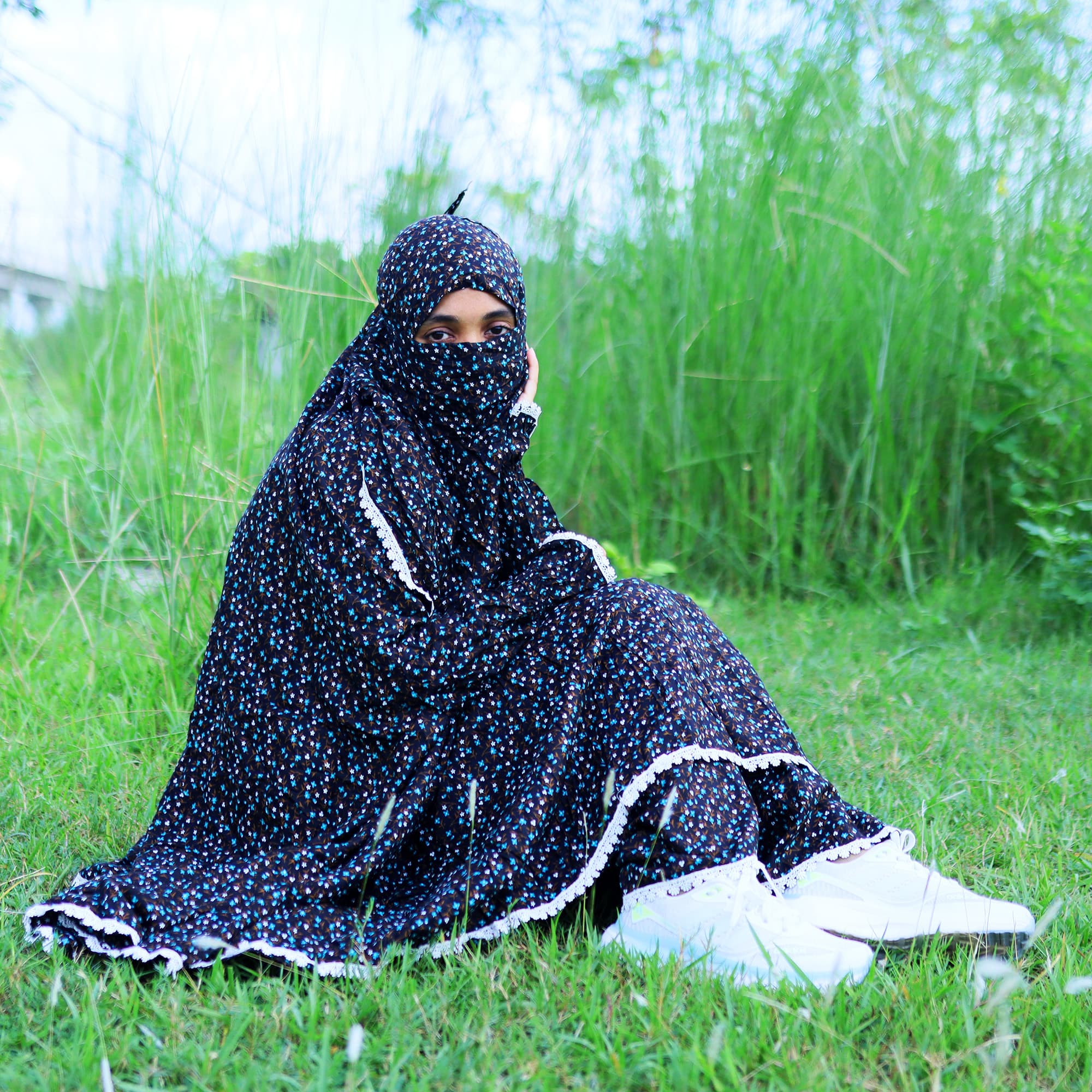 লিলিয়ান সুতি কাপড়ের প্লাজু ও লং খিমার সেট (KC-08)